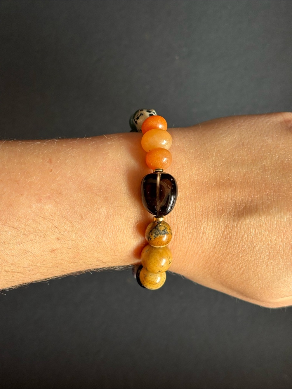 Artisan Made Multicolor Natural Stone Stretch Bracelet | Size 6.5 IN - Picture 10 of 12